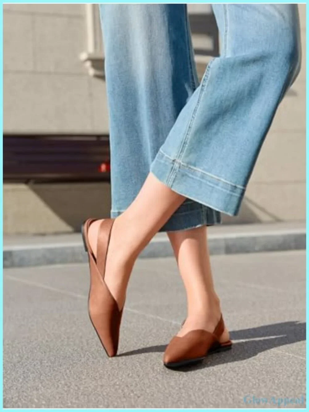 Faux Leather Slingback Flats Mules for Women Slip On